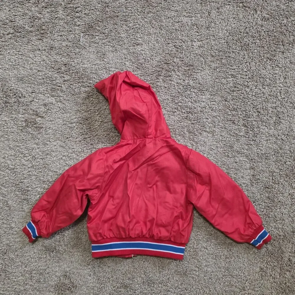 Vintage OshKosh Bgosh Windbreaker Jacket 18M Months Red Blue Full Zip Hooded 90s
